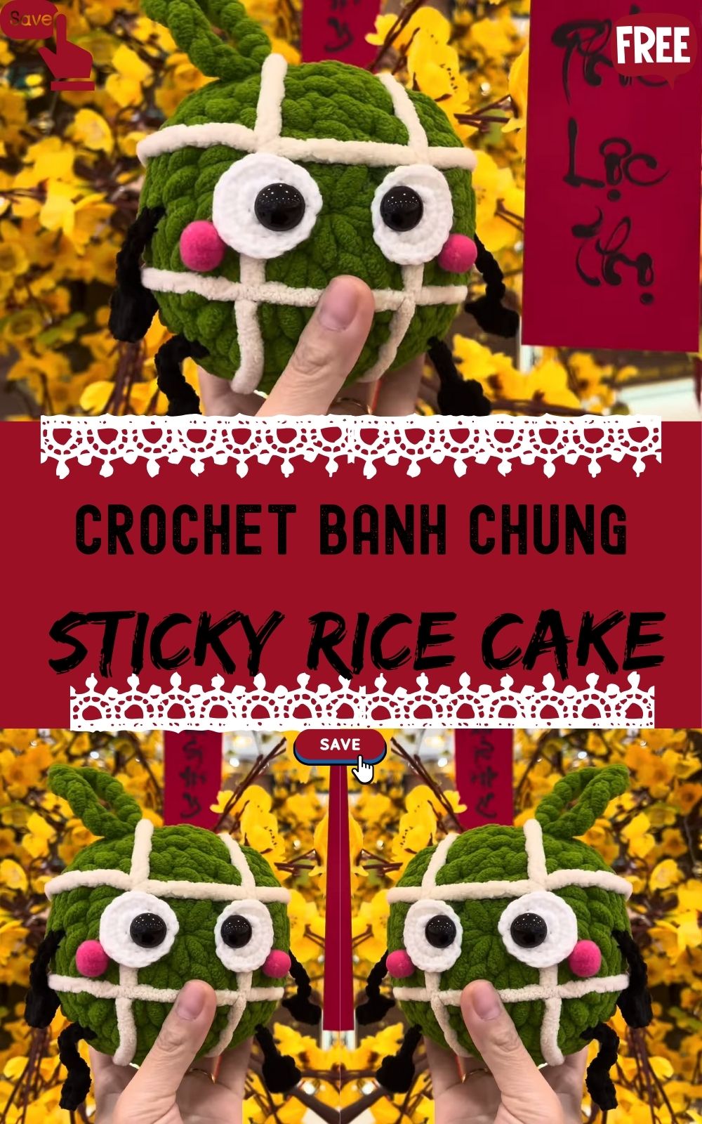 Crochet Banh Chung Vietnamese Sticky Rice Cake Amigurumi Pattern