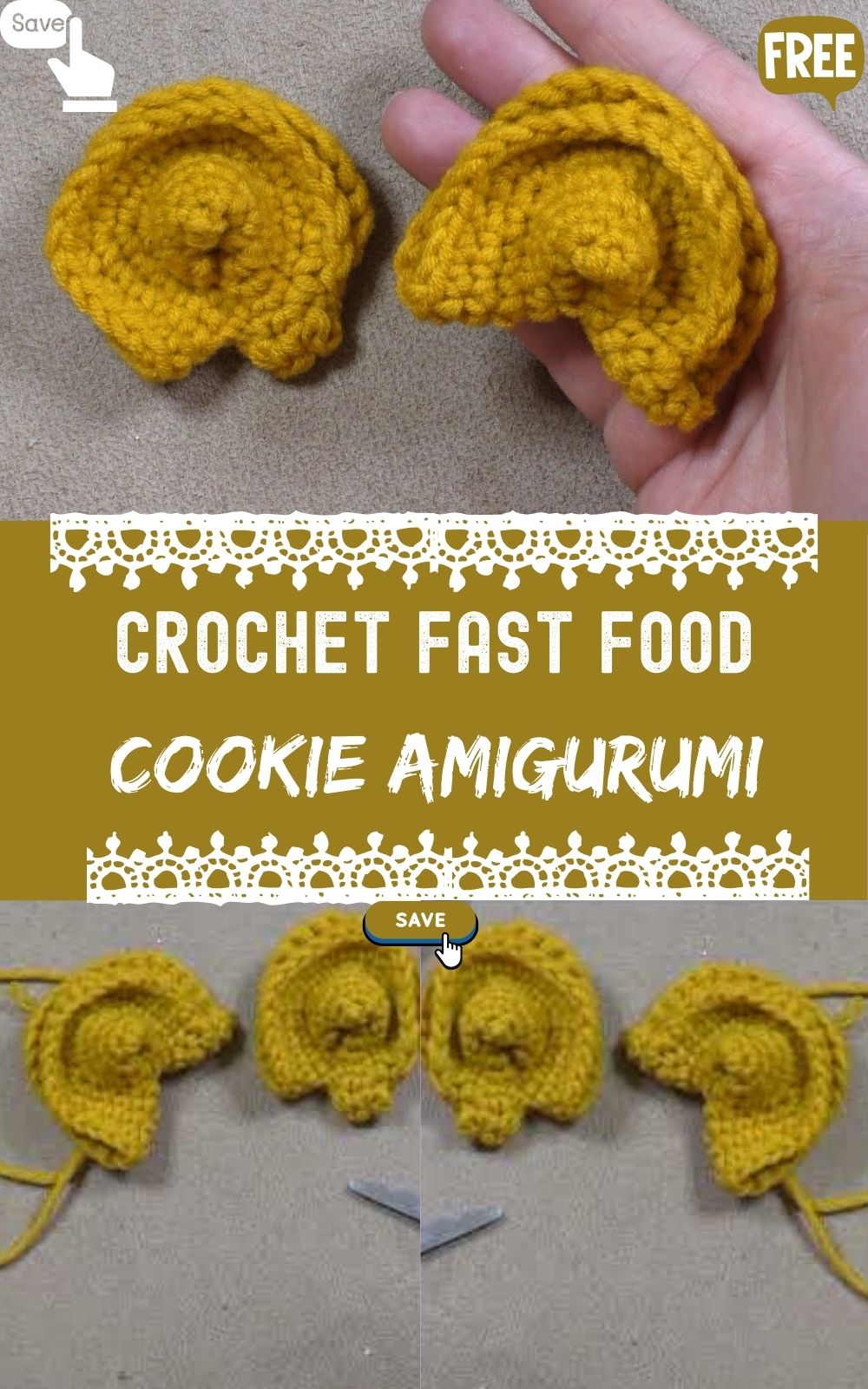 Crochet Fast Food Fortune Cookie Amigurumi Pattern