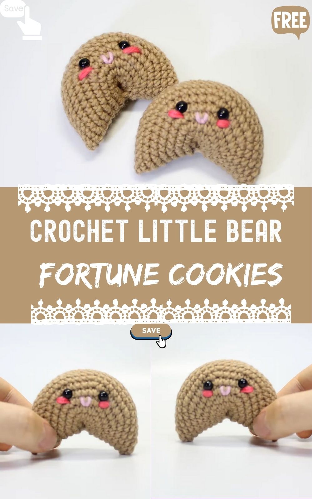 Crochet Little Bear House Fortune Cookies Amigurumi Pattern