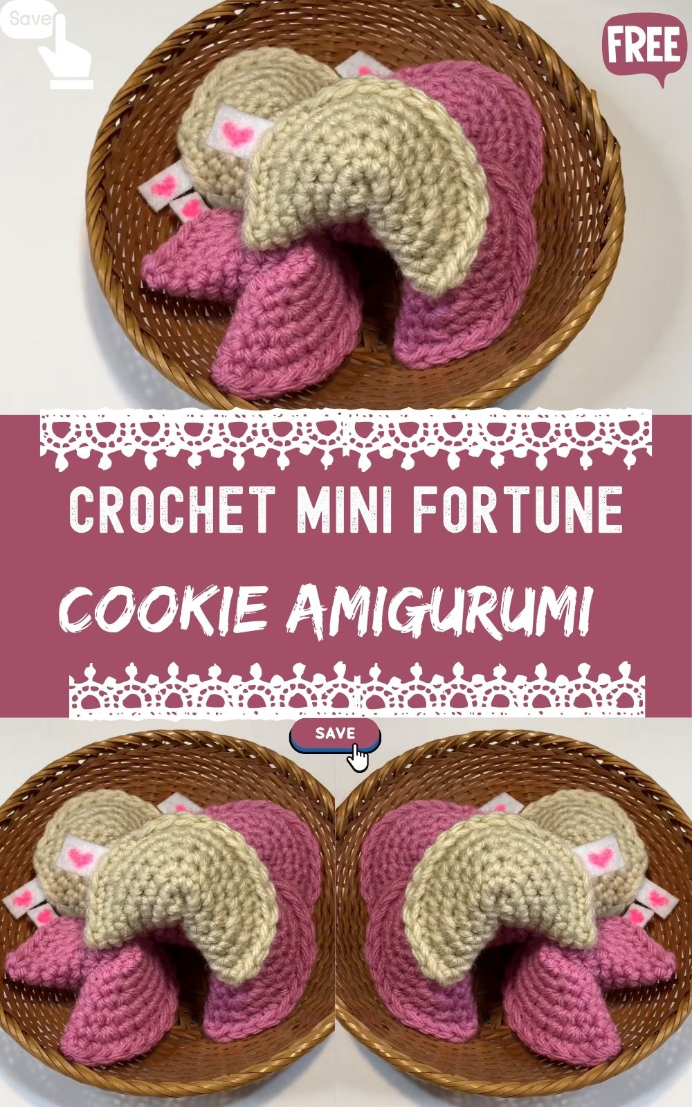 Crochet Mini Fortune Cookie Amigurumi Pattern Craft