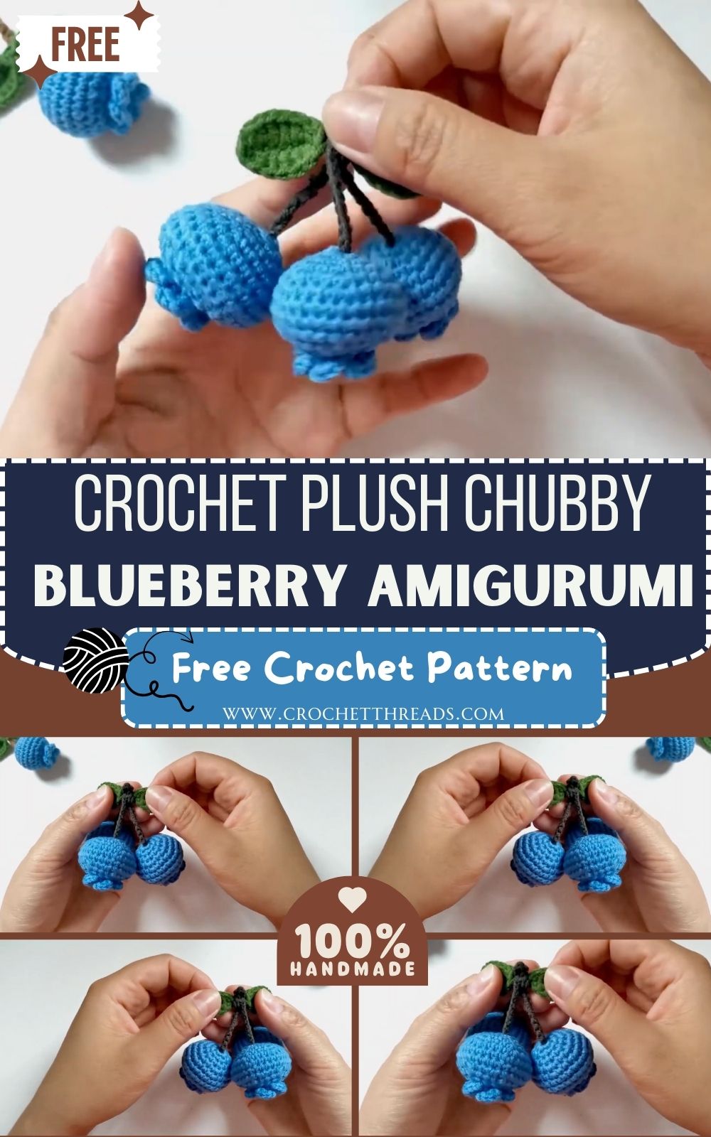 Crochet Plush Chubby Blueberry Amigurumi Pattern