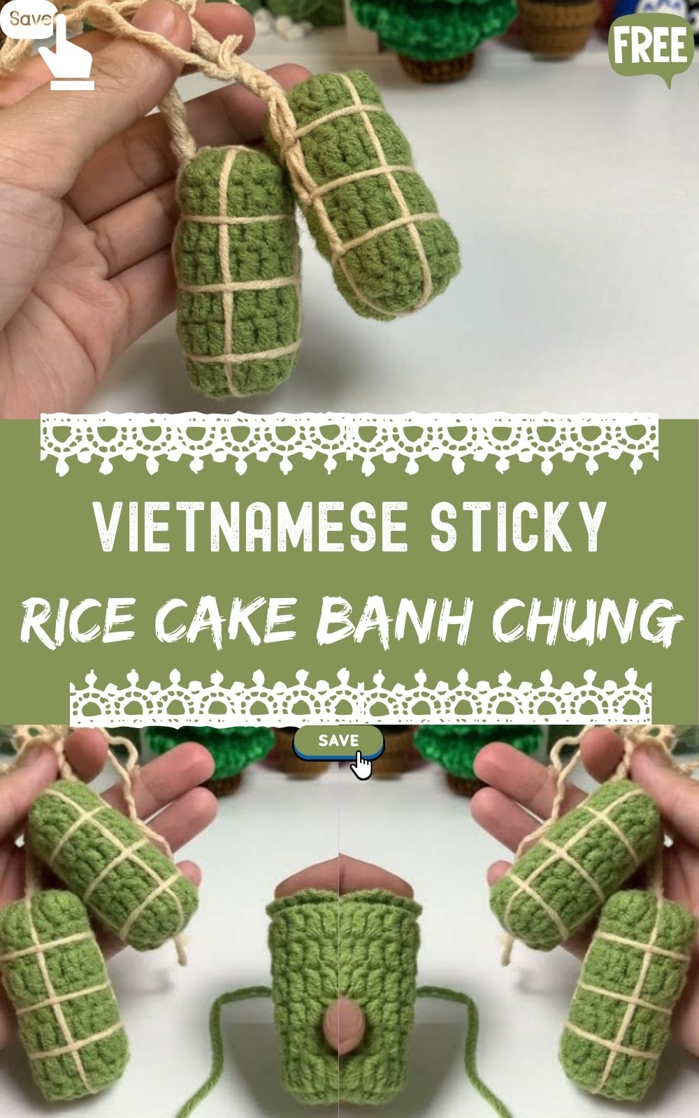 Crochet Vietnamese Sticky Rice Cake Banh Chung Amigurumi