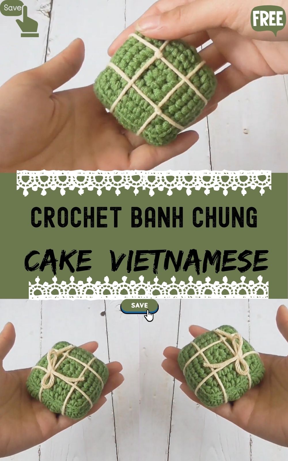DIY Crochet Banh Chung Cake Vietnamese Amigurumi Idea