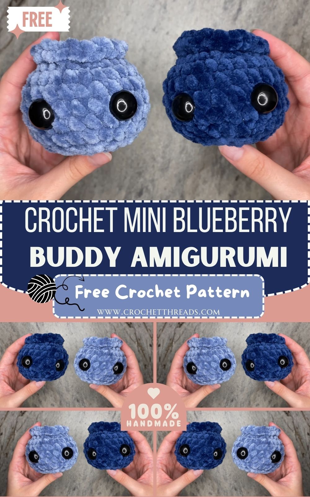 DIY Crochet Mini Blueberry Buddy Amigurumi Pattern