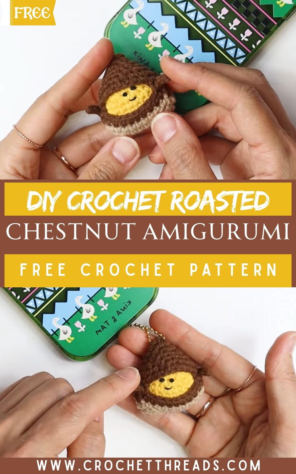 DIY Crochet Roasted Chestnut Amigurumi Pattern Toy