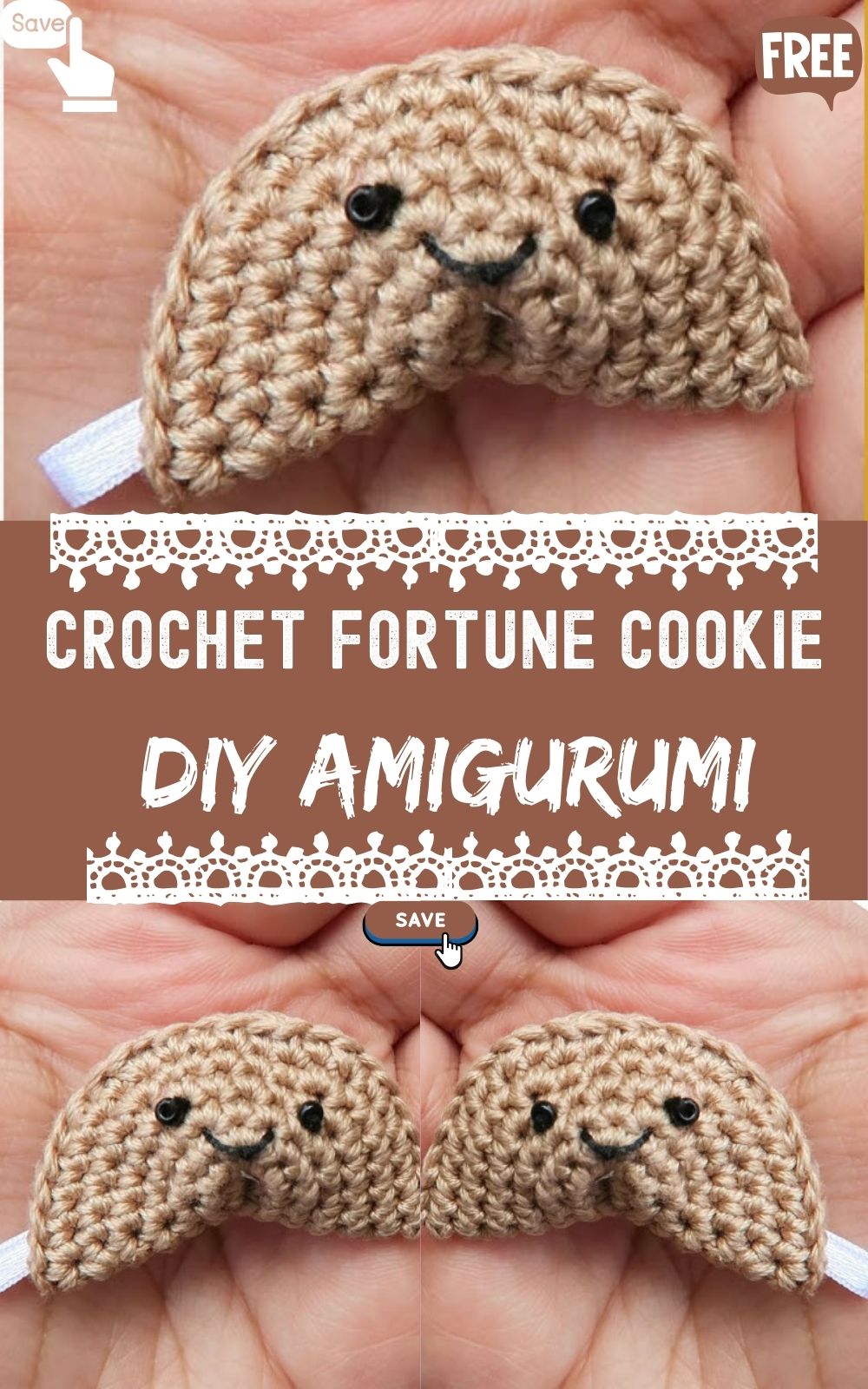 DIY Cute Crochet Fortune Cookie Amigurumi Pattern