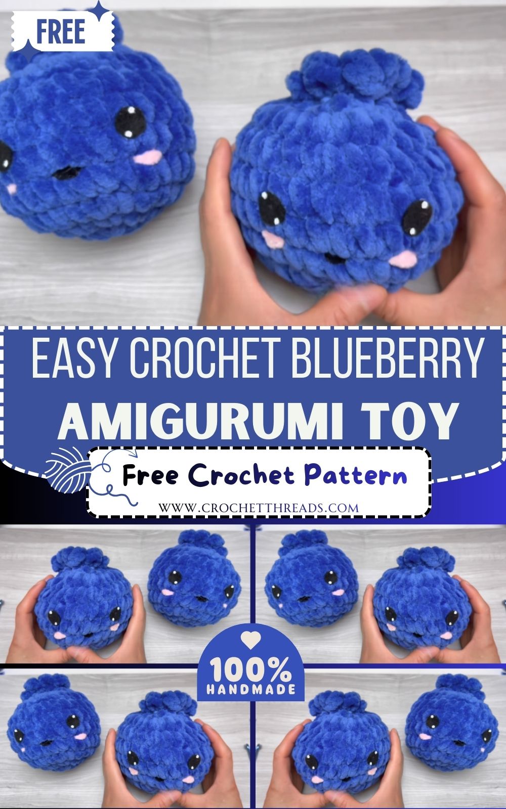 Easy Crochet Blueberry Amigurumi Pattern Toy