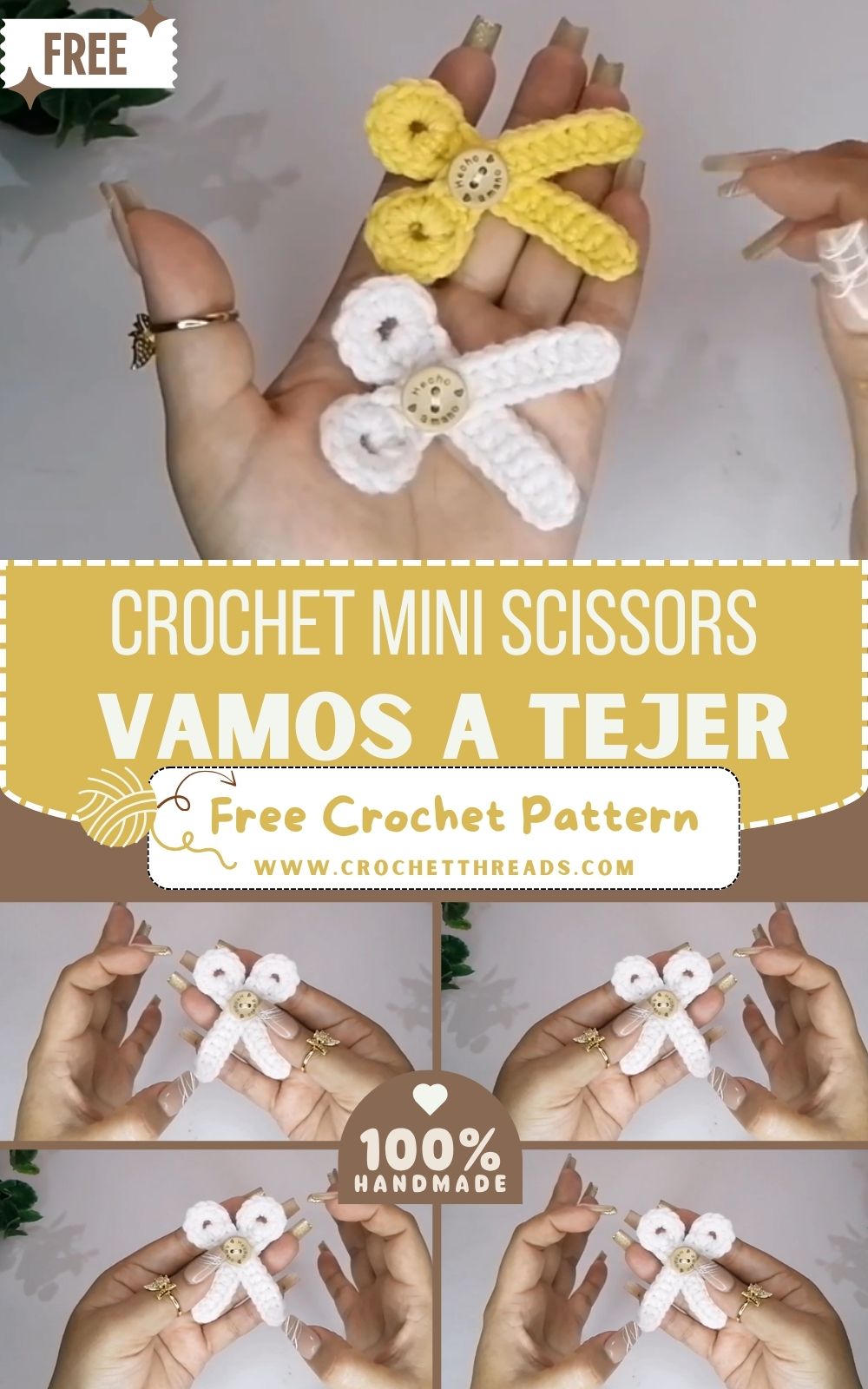 Easy Crochet Mini Scissors Vamos a Tejer Pattern