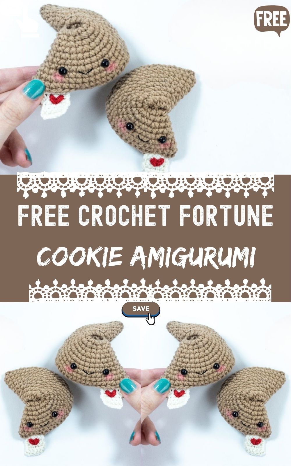 Easy Free Crochet Fortune Cookie Amigurumi Pattern