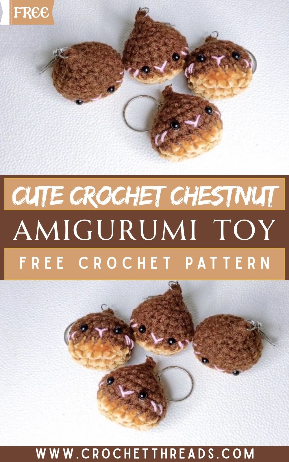 Mini Cute Crochet Chestnut Amigurumi Pattern Toy