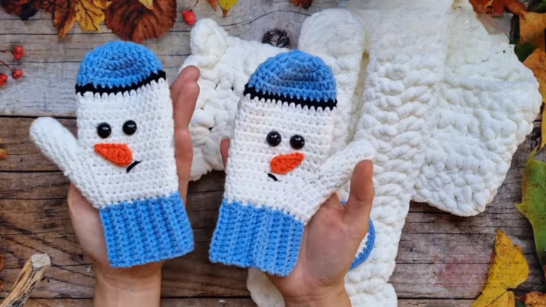 Crochet Snow Day Wool Gloves Super Warm Pattern