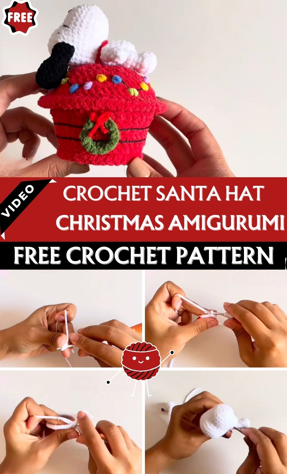 Polished Crochet Santa Hat Snoopy Christmas Amigurumi Pattern