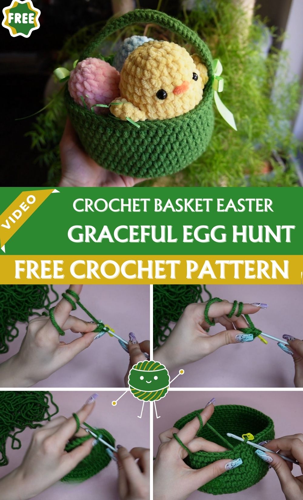 Graceful Crochet Basket Easter Egg Hunt Pattern