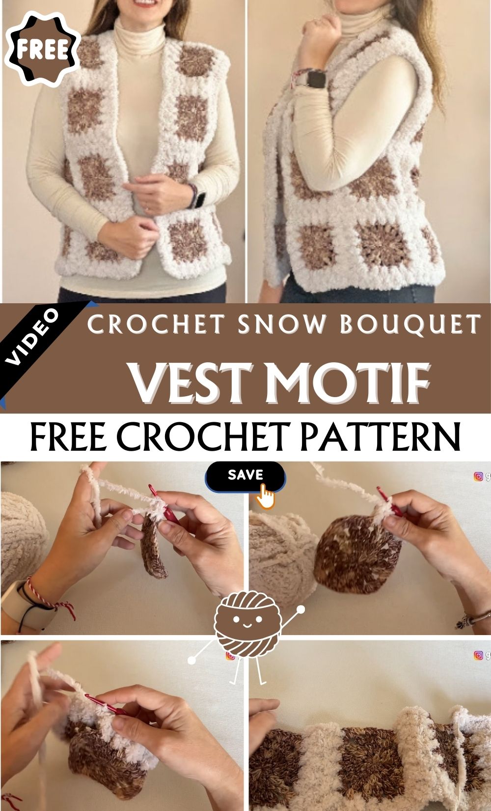 Awesome Crochet Snow Bouquet Vest Motif Pattern