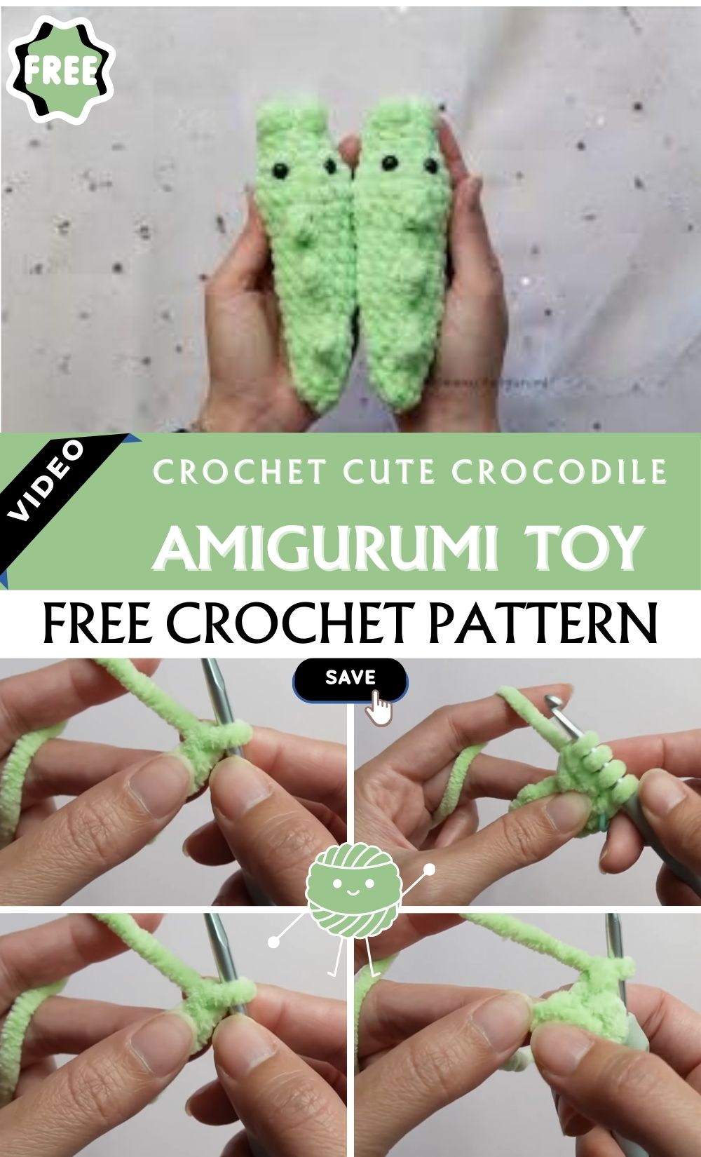 Energetic Crochet Cute Crocodile Amigurumi Pattern Toy