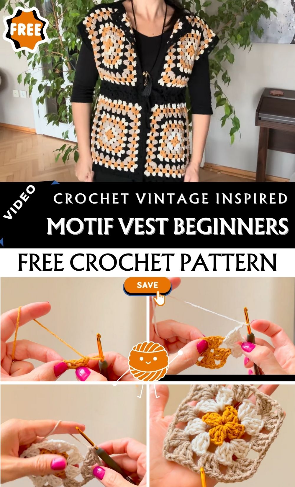 Fabulous Crochet Vintage-Inspired Motif Vest Beginners Pattern