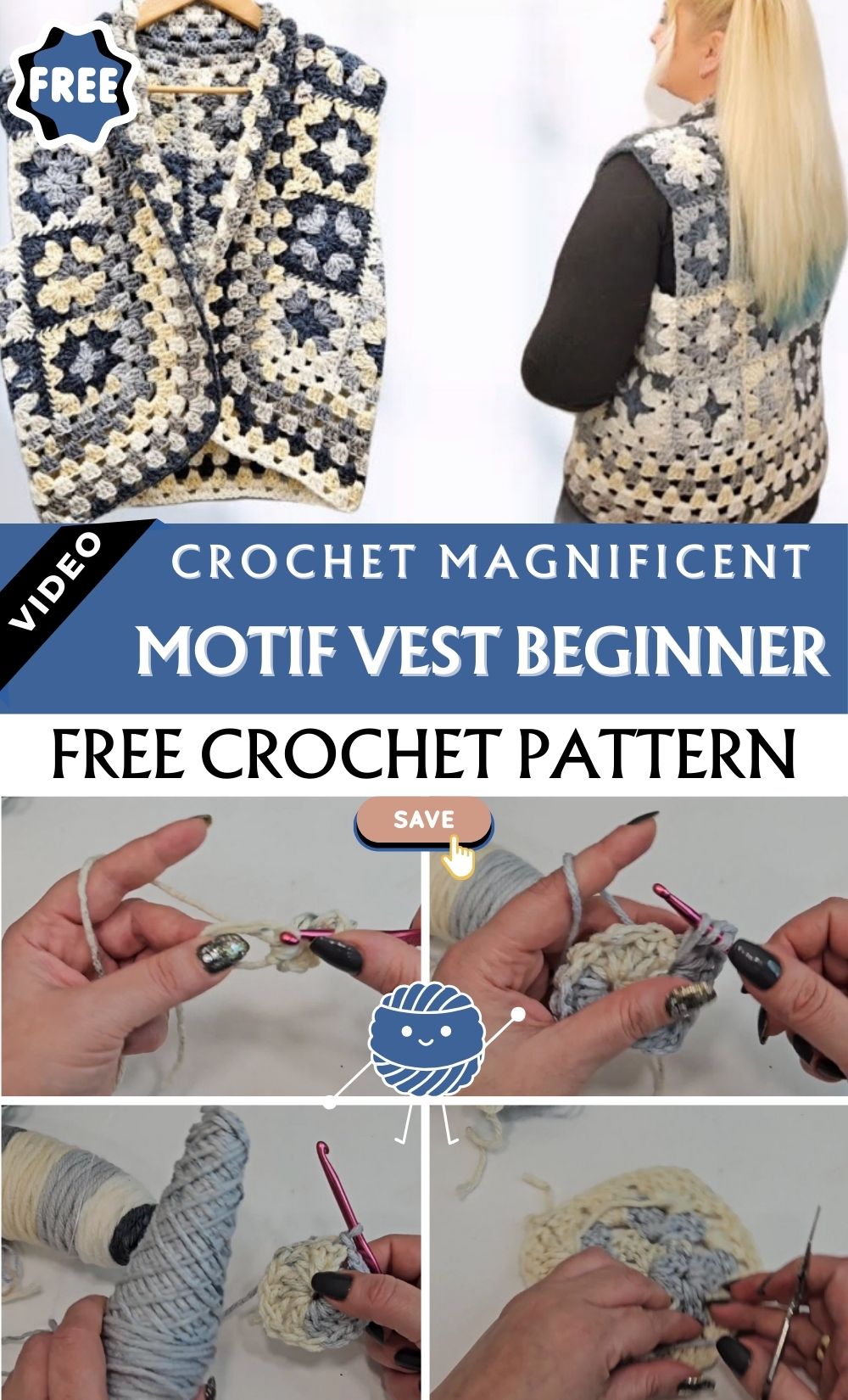 Immaculate Crochet Magnificent Motif Vest Beginner Pattern