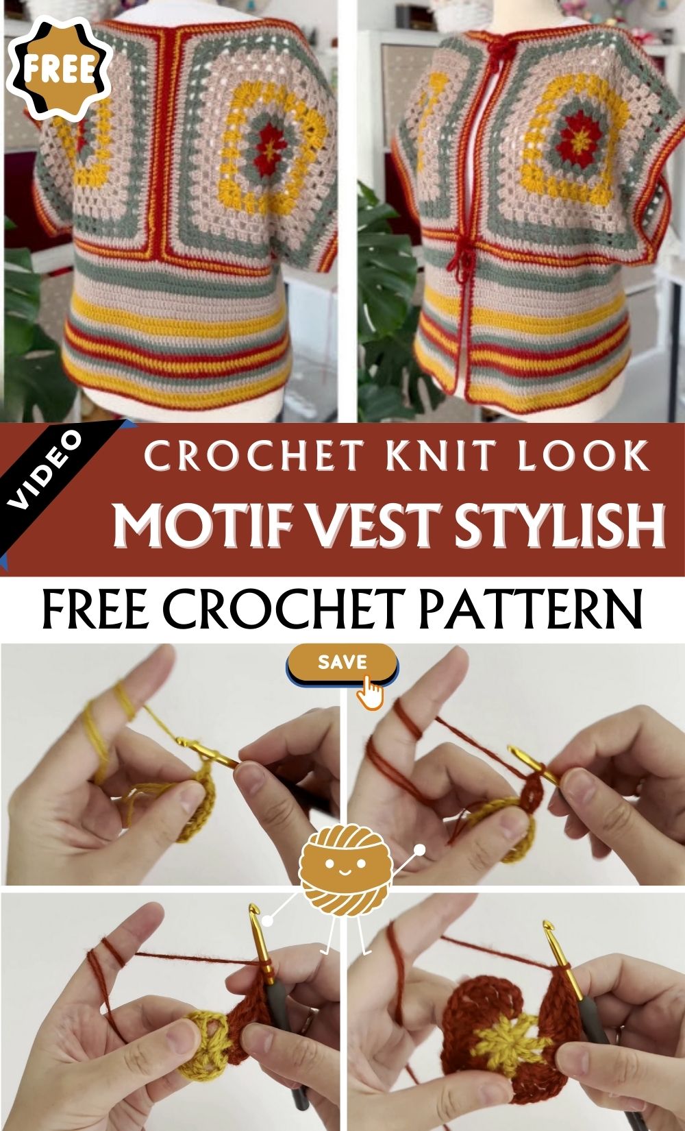 Polished Crochet Knit-Look Motif Vest Stylish Pattern
