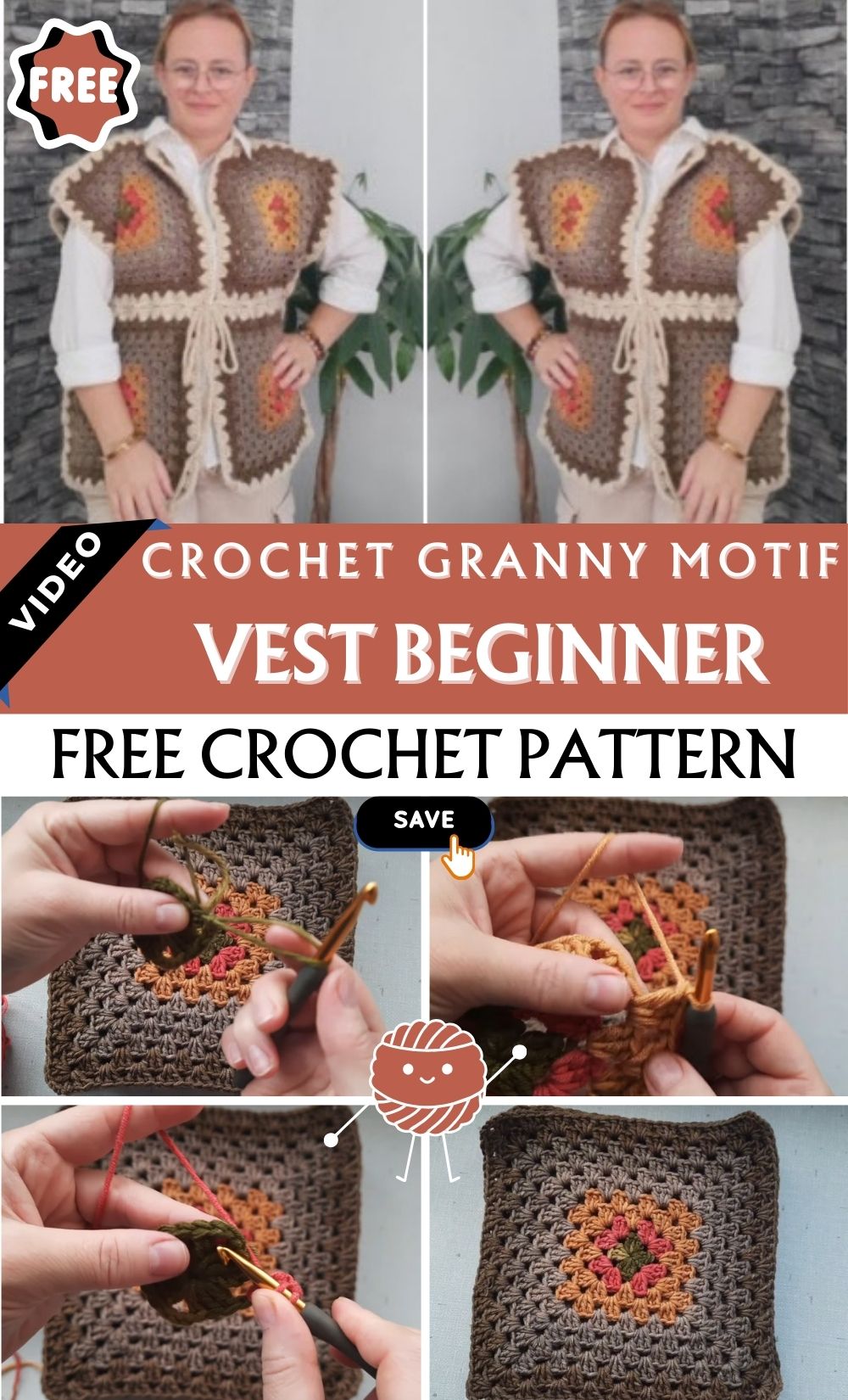 Precious Crochet Granny Motif Vest Beginner Pattern