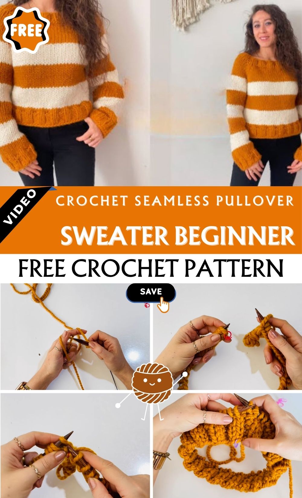Refined Crochet Seamless Pullover Sweater Beginner Pattern