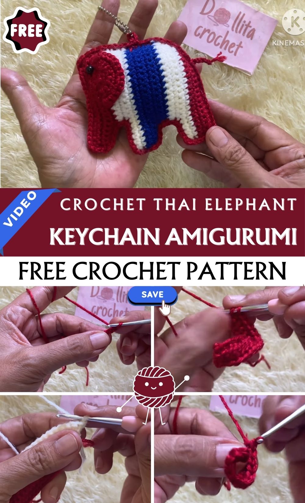 Sparkling Crochet Thai Elephant Keychain Amigurumi Pattern