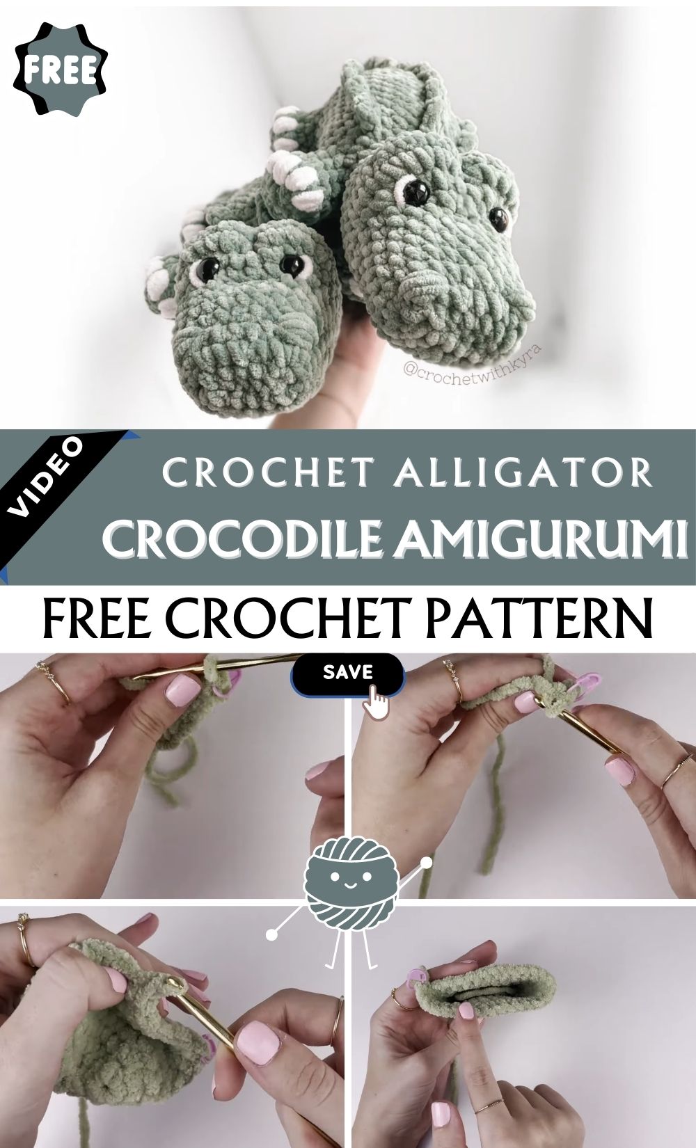 Glowing Crochet Alligator Crocodile Amigurumi Pattern