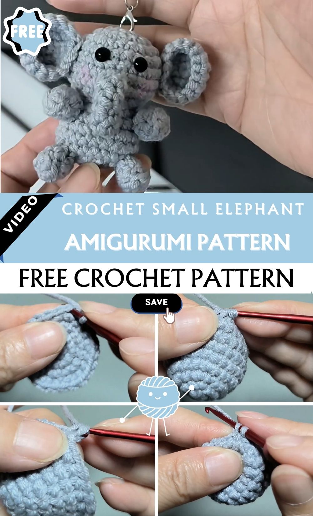 Awesome Crochet Small Elephant Easy Amigurumi Pattern