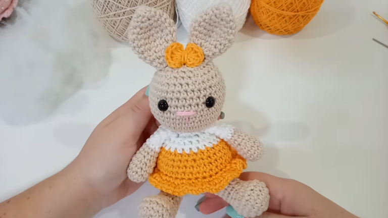 Easy Crochet Bunny Doll Amigurumi with Dress Cute Beginner Pattern