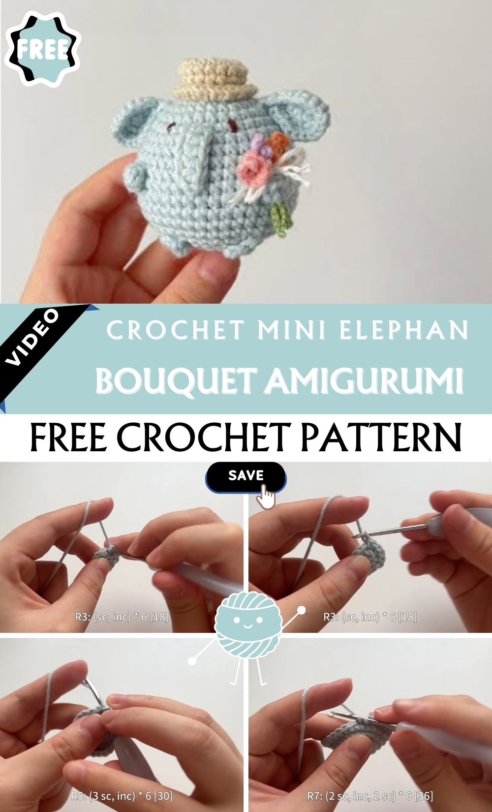 Charming Crochet Mini Elephant Bouquet Amigurumi Pattern