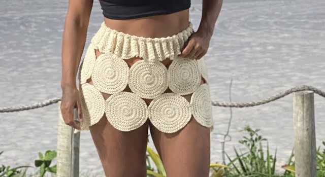 Crochet Cream Spiral Medallion Skirt