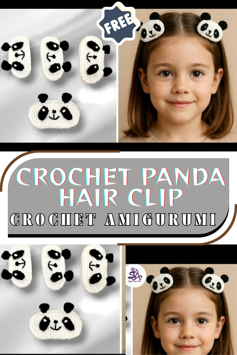 Crochet Panda Hair Clip Pattern (Beginner Friendly)