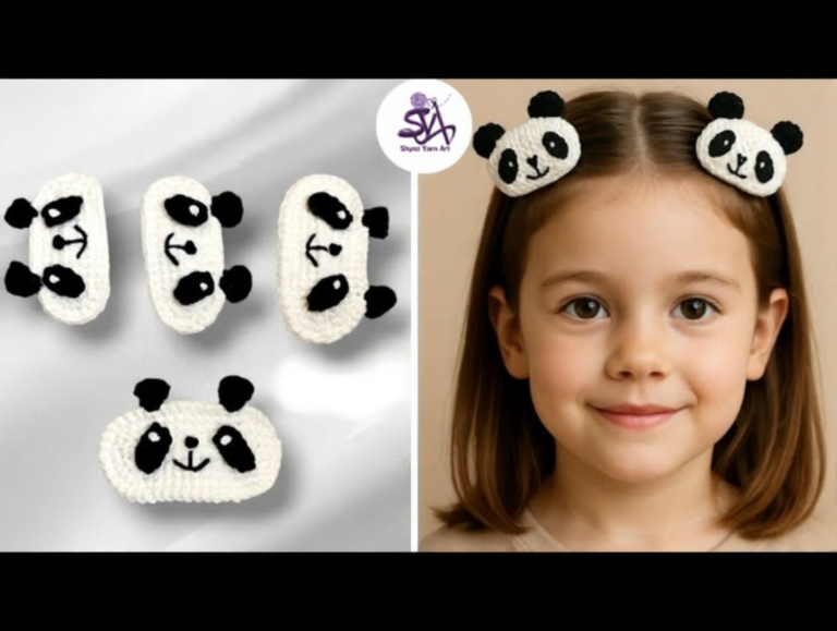 Crochet Panda Hair Clip Pattern (Beginner Friendly)