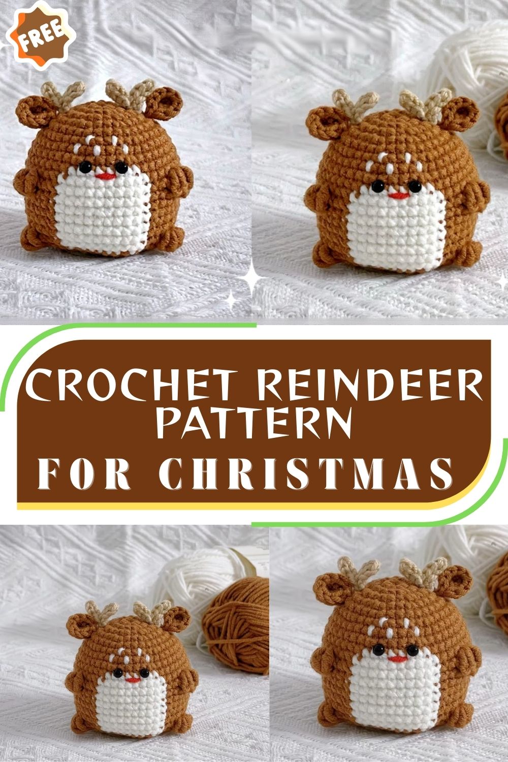 Crochet Reindeer Pattern Beginner Amigurumi for Christmas