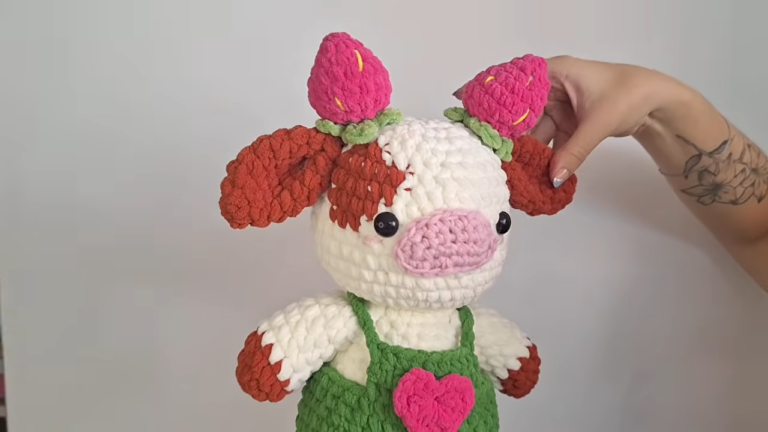 Crochet Strawberry Cow Amigurumi Pattern Plush Kawaii Strawberry Horns
