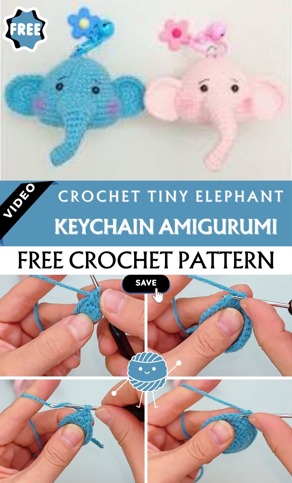 Fantastic Crochet Tiny Elephant Keychain Amigurumi Pattern