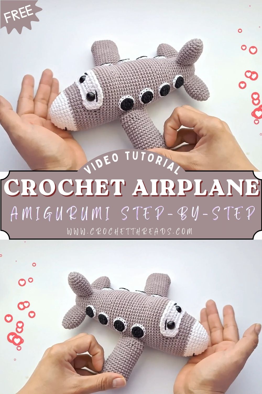 Gorgeous Crochet Airplane Plush Beginner Amigurumi Step-by-Step Pattern