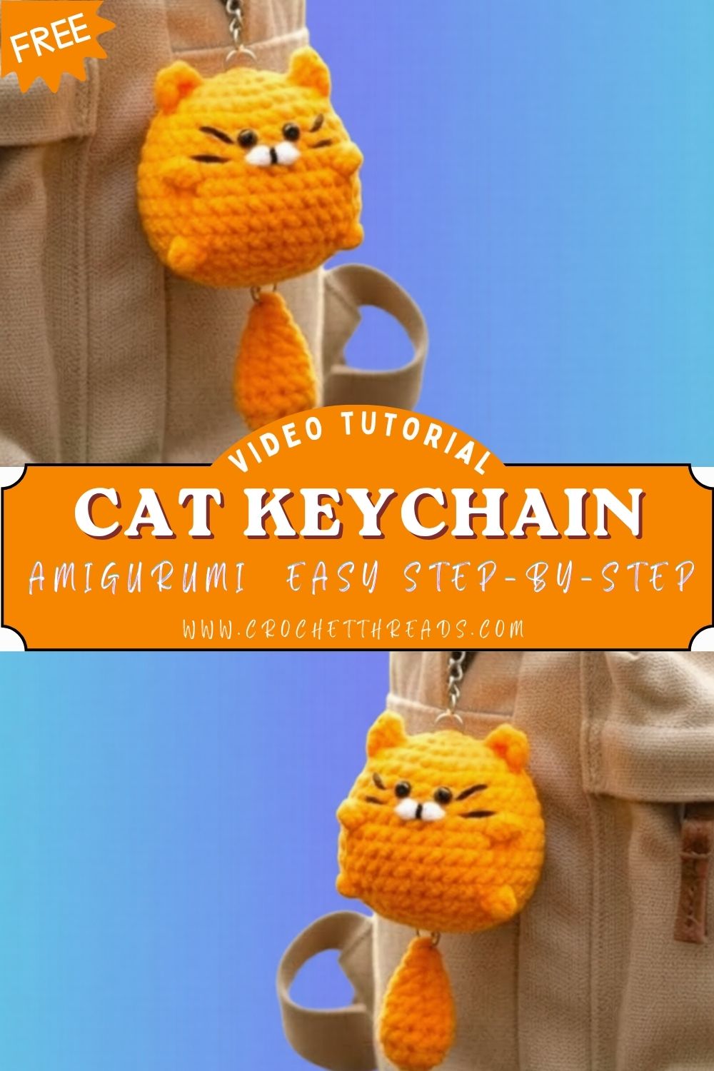 Gorgeous Crochet Cat Keychain Amigurumi Easy Step-by-Step Pattern