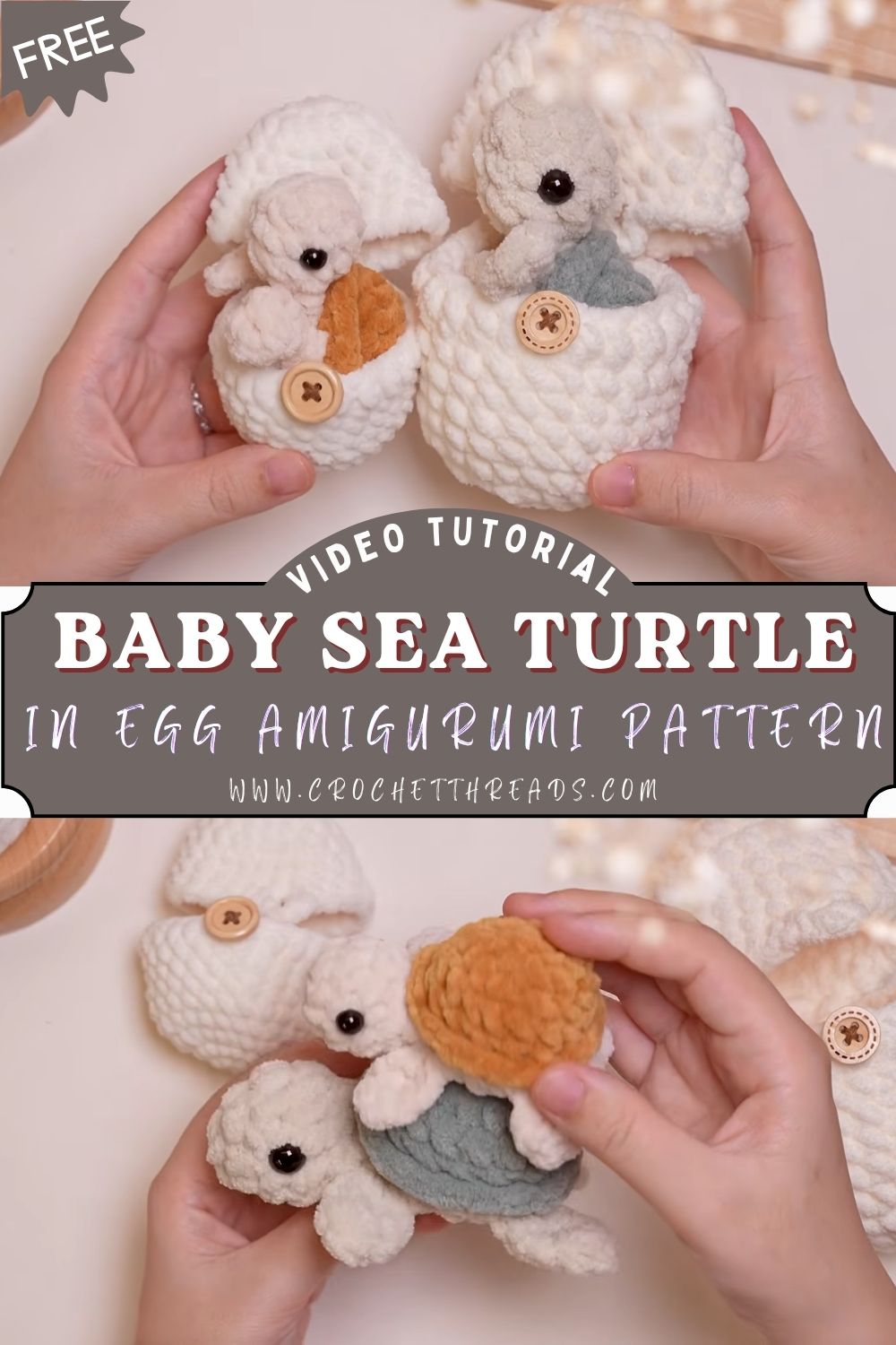 Hopeful Crochet Baby Sea Turtle in Egg Amigurumi Easy Pattern for Beginners