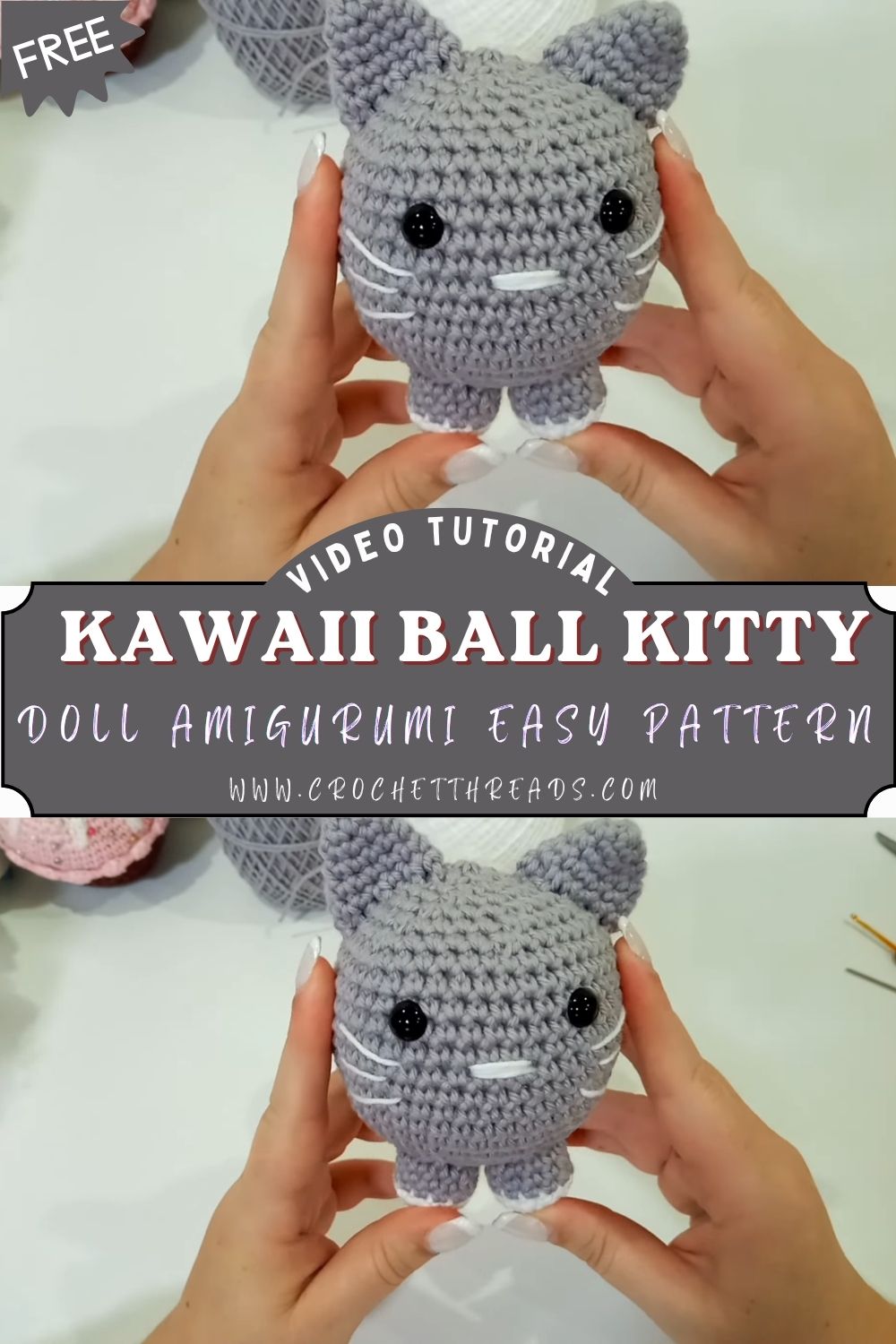 Luxurious Crochet Kawaii Ball Kitty Doll Amigurumi Easy Pattern for Beginners Toy