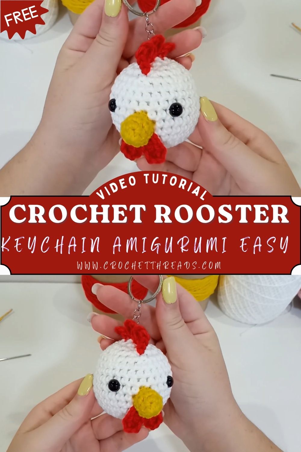 Mesmerizing Crochet Rooster Keychain Amigurumi Easy Step-by-Step Pattern