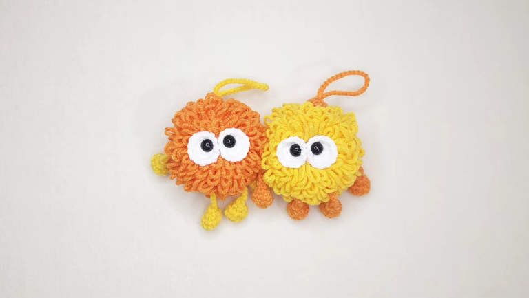 Energetic Crochet Mini Fluffy Monster Keychain Amigurumi Easy Step-by-Step Pattern