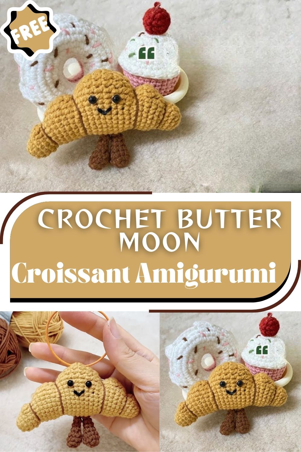 Sparkling Crochet Butter Moon Croissant Amigurumi Pattern