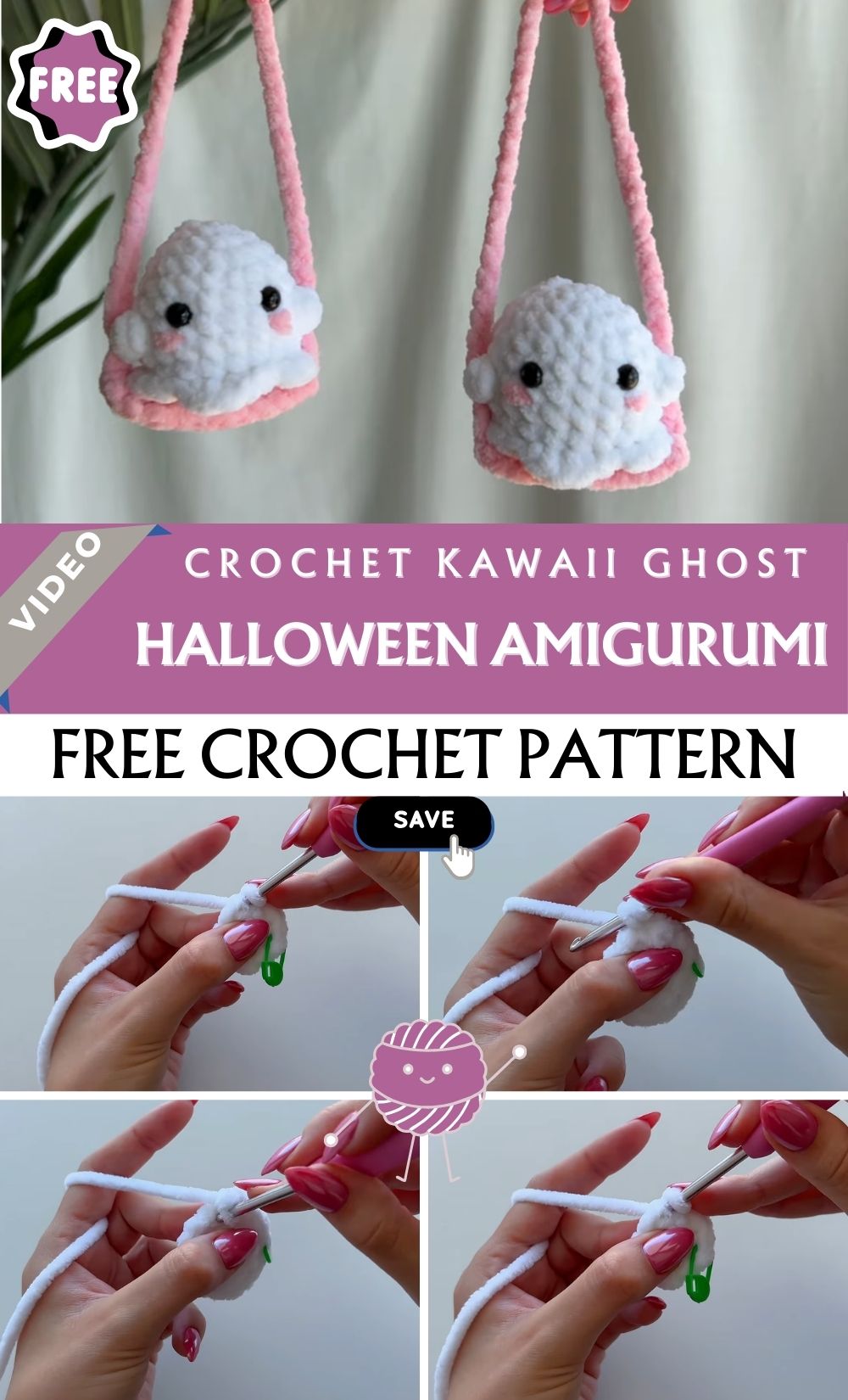 Stylish Crochet Kawaii Ghost Halloween Amigurumi Pattern
