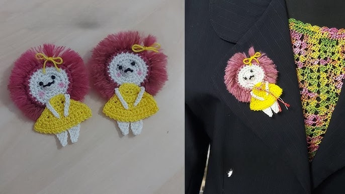 Uplifting Crochet Lion Doll Brooch Easy Amigurumi Pattern for Beginners