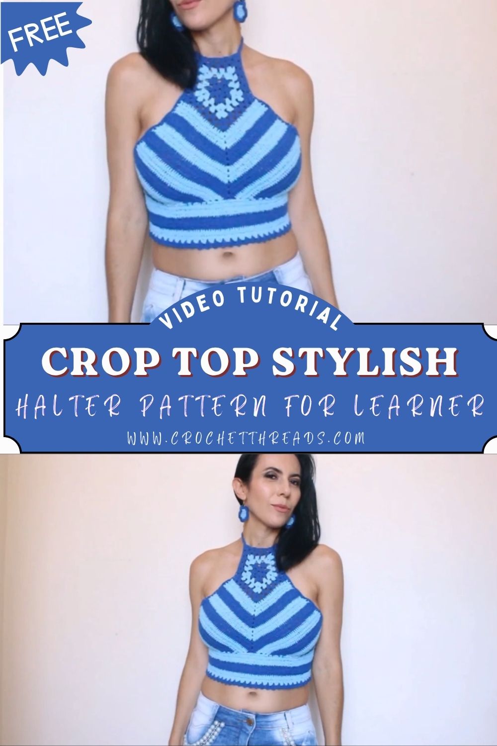 Dynamic Crochet Crop Top Stylish Striped Halter Pattern for Learner