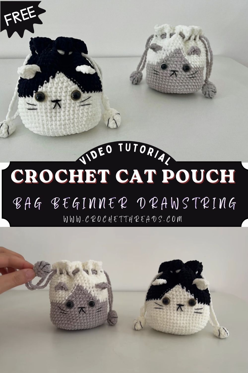 Exceptional Crochet Cat Pouch Bag Beginner Drawstring Pattern