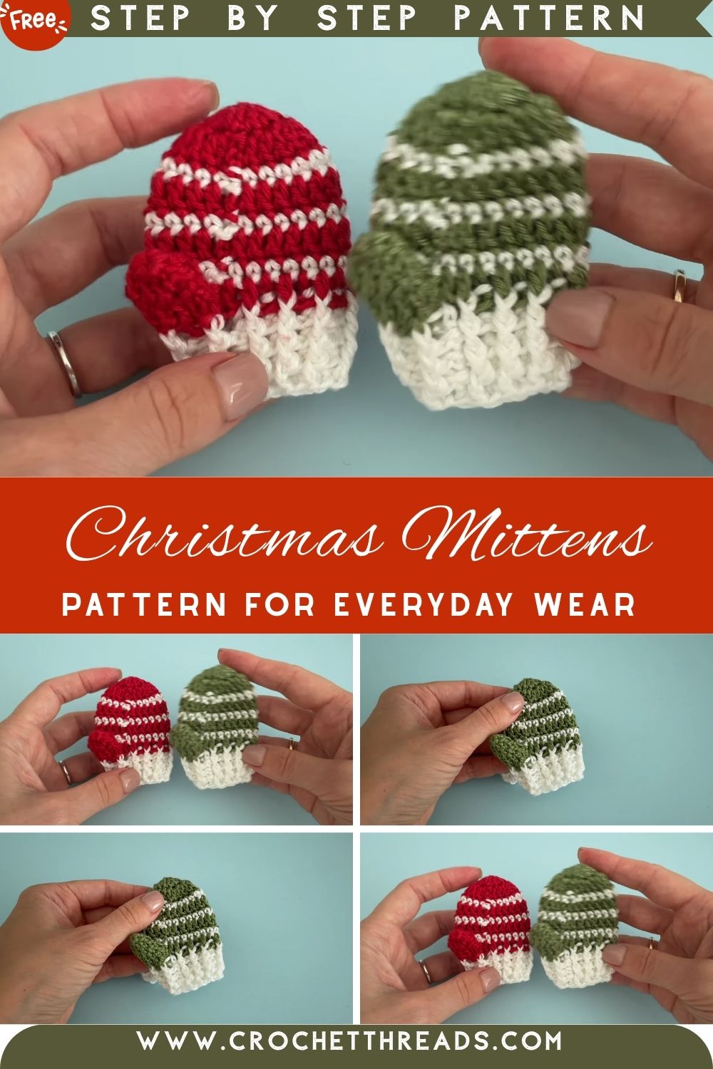 Fantastic Crochet Christmas Mittens Pattern for Everyday Wear