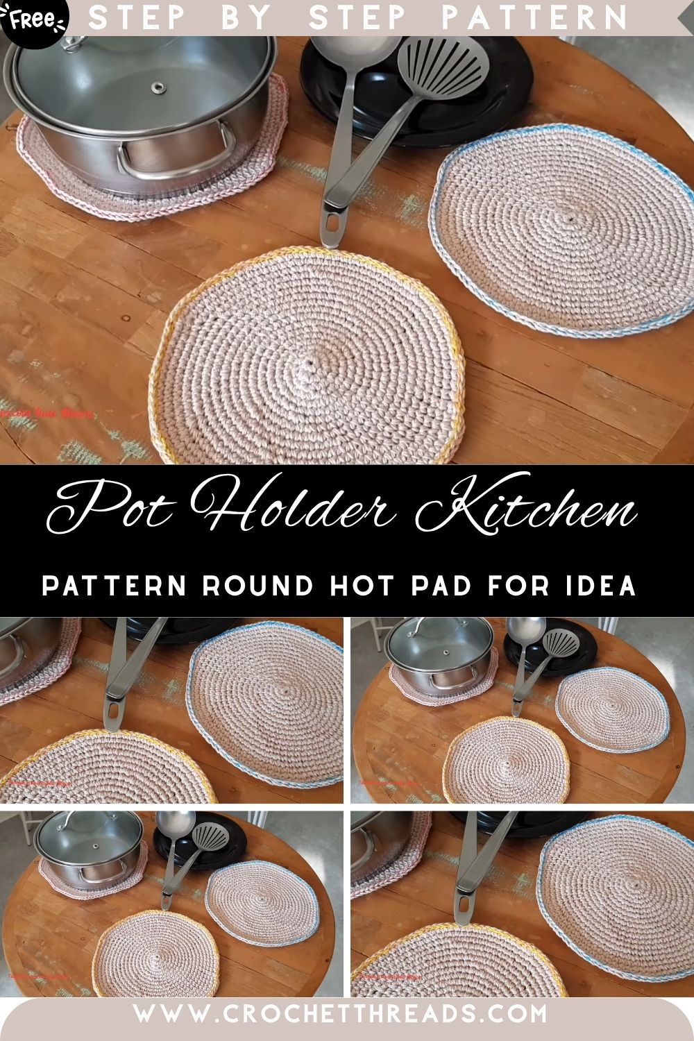 Iconic Crochet Pot Holder Kitchen Pattern Round Hot Pad for Idea
