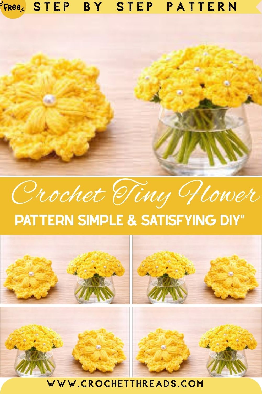 Relaxing Crochet Tiny Flower Pattern Simple & Satisfying DIY”