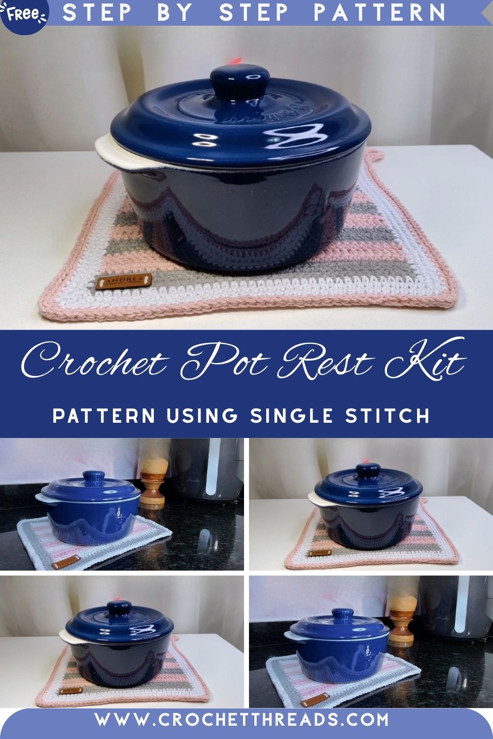 Super Easy Crochet Pot Rest Kit Pattern Using Single Stitch